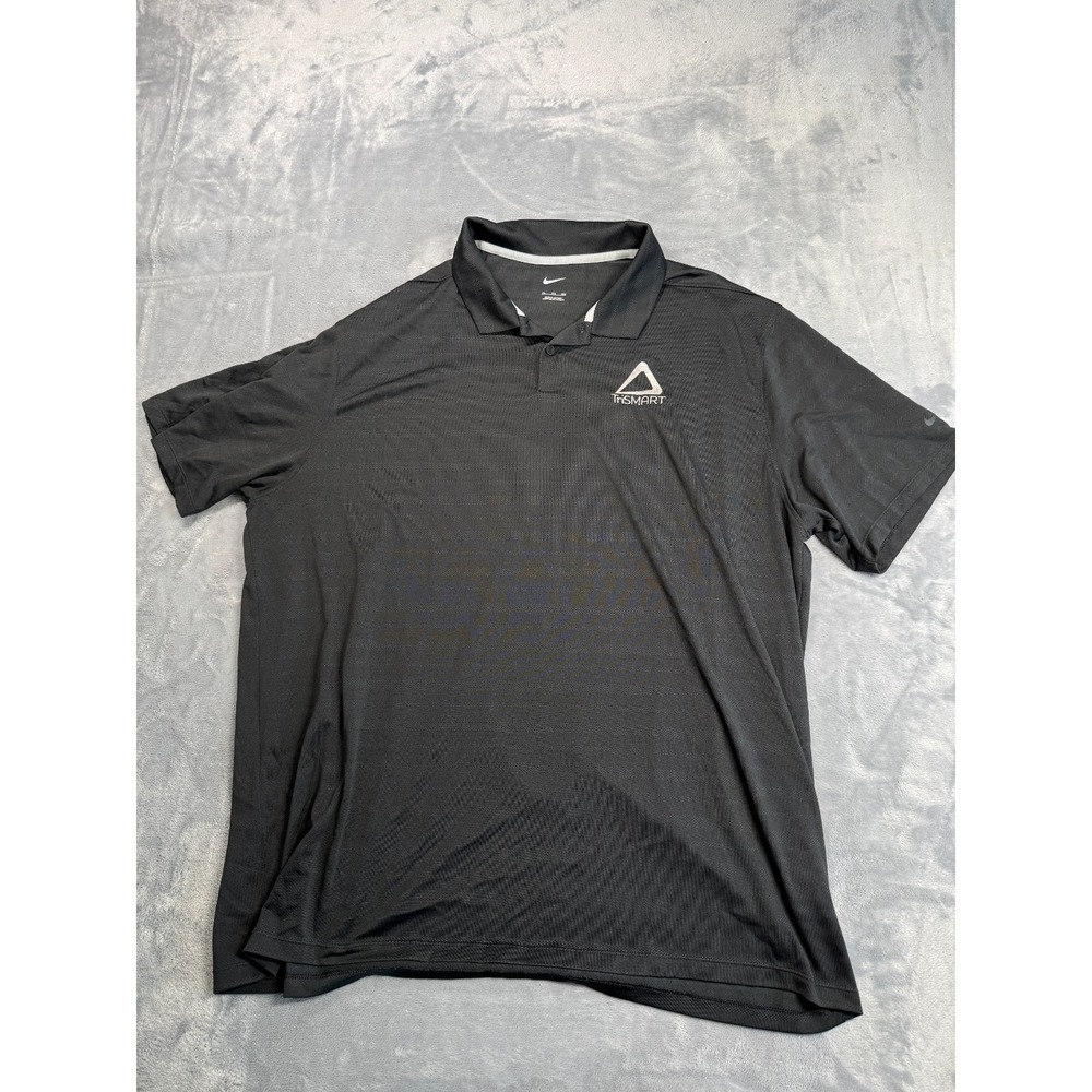 Nike Trismart Polo Shirt Mens 2XL Black Micro Stripe Performance Short Sleeve